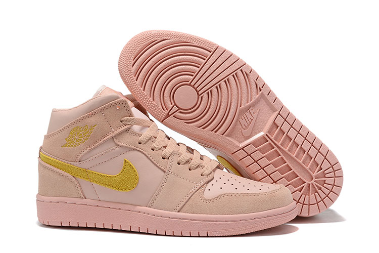 2019 Women Air Jordan 1 Retro Pink Yellow Shoes